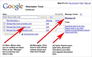 Google webmaster central dashboard